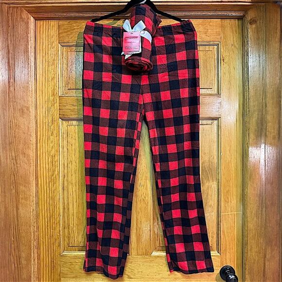Women’s or Unisex Wondershop Fleece Pajama Pants Red Black Plaid MEDIUM - Picture 3 of 6